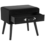 Side Table With Storage Black Velvet Upholstery Black Legs 46 X 50 X 35 Cm Suitcase Beliani