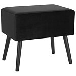 Side Table With Storage Black Velvet Upholstery Black Legs 46 X 50 X 35 Cm Suitcase Beliani