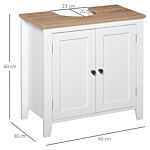 Kleankin Bathroom Sink Cabinet, With 2 Doors Pedestal Under Sink Design, Space Saver Organizer Freestanding With Internal Adjustable Shelf, White