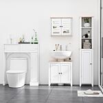 Kleankin Bathroom Sink Cabinet, With 2 Doors Pedestal Under Sink Design, Space Saver Organizer Freestanding With Internal Adjustable Shelf, White