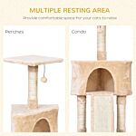 Pawhut Cats 3-tier Sisal Rope Scratching Post W/ Dangle Toy Beige