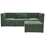 Modular Sofa Dark Green Corduroy With Ottoman 3 Seater Sectional Sofa Modern Design Beliani