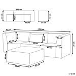 Modular Sofa Dark Green Corduroy With Ottoman 3 Seater Sectional Sofa Modern Design Beliani