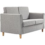 Homcom Compact Loveseat Sofa, Modern 2 Seater Sofa For Living Room With Wood Legs And Armrests, Light Grey