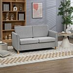 Homcom Compact Loveseat Sofa, Modern 2 Seater Sofa For Living Room With Wood Legs And Armrests, Light Grey