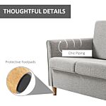 Homcom Compact Loveseat Sofa, Modern 2 Seater Sofa For Living Room With Wood Legs And Armrests, Light Grey