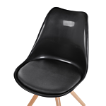 Set Of 2 Dining Chairs Black Faux Leather Seat Sleek Wooden Legs Armless Modern Beliani