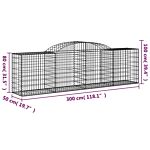 Vidaxl Arched Gabion Baskets 3 Pcs 300x50x80/100 Cm Galvanised Iron