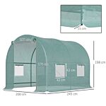 Outsunny Walk-in Greenhouse Reinforced Polytunnel Greenhouse Garden Plants Grow Waterproof Cover Galvanised Base W/ Slide Door, 2.5 X 2 M