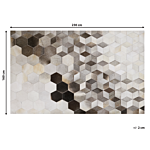 Cowhide Area Rug Grey Hair On Leather Geometric Patchwork Pattern 160 X 230 Cm Beliani