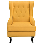 Wingback Chair Yellow Upholstery Black Legs Scandinavian Style Beliani