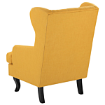 Wingback Chair Yellow Upholstery Black Legs Scandinavian Style Beliani