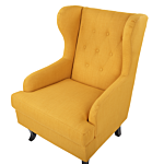 Wingback Chair Yellow Upholstery Black Legs Scandinavian Style Beliani