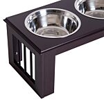 Pawhut Stainless Steel Pet Feeder, 58.4lx30.5wx25.4h Cm-brown