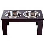 Pawhut Stainless Steel Pet Feeder, 58.4lx30.5wx25.4h Cm-brown