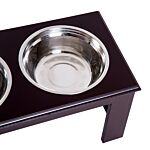 Pawhut Stainless Steel Pet Feeder, 58.4lx30.5wx25.4h Cm-brown