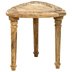 Nest Of 2 Side Tables Natural With Carved Top Triangular Frame Living Room Rustic Beliani