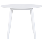 Dining Set White Mdf Round Table And 4 Chairs Set For Dining Kitchen Wooden Legs Scandinavian Style Beliani