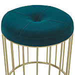 Set Of 2 Nesting Pouffes Teal Blue Seat Polyester Velvet Upholstery Golden Iron Base Modern Design Beliani