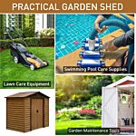 Outsunny 8 X 6.5 Ft Metal Garden Storage Shed Apex Store For Gardening Tool With Foundation Ventilation And Lockable Door, Brown