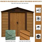 Outsunny 8 X 6.5 Ft Metal Garden Storage Shed Apex Store For Gardening Tool With Foundation Ventilation And Lockable Door, Brown