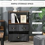 Homcom Chest Of Drawers Bedroom Unit Storage Cabinet With 3 Fabric Bins For Living Room, Bedroom And Entryway, Black