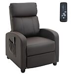 Homcom Recliner Sofa Chair Pu Leather Massage Armcair W/ Footrest And Remote Control For Living Room, Bedroom, Home Theater, Brown
