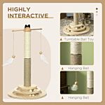 Pawhut 56cm Cat Tree, Kitty Activity Center With Turntable Interactive Ball Toy, Cat Tower With Jute & Sisal Scratching Post, Natural