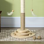 Pawhut 56cm Cat Tree, Kitty Activity Center With Turntable Interactive Ball Toy, Cat Tower With Jute & Sisal Scratching Post, Natural