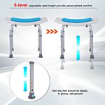 Homcom 6-level Height Adjustable Aluminium Bath Room Stool Chair Shower Non-slip Design W/ Padded Seat Drainiage Holes Foot Pad - Blue