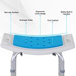 Homcom 6-level Height Adjustable Aluminium Bath Room Stool Chair Shower Non-slip Design W/ Padded Seat Drainiage Holes Foot Pad - Blue