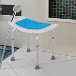 Homcom 6-level Height Adjustable Aluminium Bath Room Stool Chair Shower Non-slip Design W/ Padded Seat Drainiage Holes Foot Pad - Blue