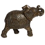 Decorative Elephant Medium Figurine - Peace Of The East Dark Brushed Wood Effect