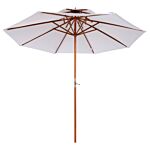 Outsunny 2.7m Patio Umbrella Double Tier Garden Parasol Umbrella Outdoor Sun Umbrella Sunshade Bamboo Parasol Cream White