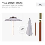 Outsunny 2.7m Patio Umbrella Double Tier Garden Parasol Umbrella Outdoor Sun Umbrella Sunshade Bamboo Parasol Cream White