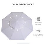 Outsunny 2.7m Patio Umbrella Double Tier Garden Parasol Umbrella Outdoor Sun Umbrella Sunshade Bamboo Parasol Cream White