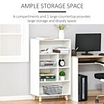 Homcom Bookcase Modern Bookshelf Display Cabinet Cube Storage Unit For Home Office Living Room Study White