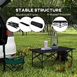 Outsunny Portable Camping Table, Lightweight Folding Aluminium Picnic Table With Roll Up Top, Carry Bag For Picnic, Hiking, Cooking