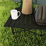 Outsunny Portable Camping Table, Lightweight Folding Aluminium Picnic Table With Roll Up Top, Carry Bag For Picnic, Hiking, Cooking