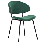 Set Of 2 Dining Chairs Green Fabric Upholstery Black Metal Legs Armless Curved Backrest Modern Contemporary Design Beliani