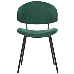 Set Of 2 Dining Chairs Green Fabric Upholstery Black Metal Legs Armless Curved Backrest Modern Contemporary Design Beliani