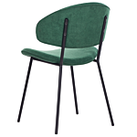 Set Of 2 Dining Chairs Green Fabric Upholstery Black Metal Legs Armless Curved Backrest Modern Contemporary Design Beliani