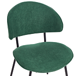 Set Of 2 Dining Chairs Green Fabric Upholstery Black Metal Legs Armless Curved Backrest Modern Contemporary Design Beliani