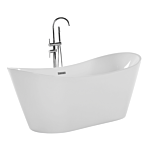 Bath White With Silver Sanitary Acrylic Single 150 X 75 Cm Freestanding Modern Beliani