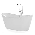 Bath White With Silver Sanitary Acrylic Single 150 X 75 Cm Freestanding Modern Beliani