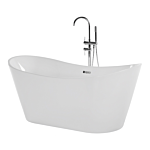 Bath White With Silver Sanitary Acrylic Single 150 X 75 Cm Freestanding Modern Beliani