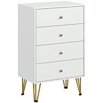 Homcom White Chest Of Drawers, 4-drawer Dresser For Bedroom, Modern Storage Cabinets With Hairpin Legs