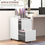 Vinsetto 2-drawer Vertical Filing Cabinet With Lock, Steel Mobile File Cabinet With Adjustable Hanging Bar For A4, Legal And Letter Size, White