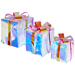 Set Of 3 Gifts Led Decoration Multicolour Iridescent Lighted Usb Powered Beliani