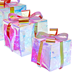 Set Of 3 Gifts Led Decoration Multicolour Iridescent Lighted Usb Powered Beliani